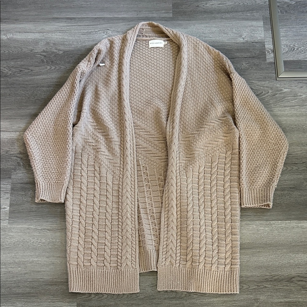 H&M Beige Textured Knit Cardigan